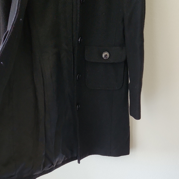 GAP Classic Black Wool Blend Trench Coat Lined Sz XS Minimalist Preppy Normcore - Picture 11 of 16